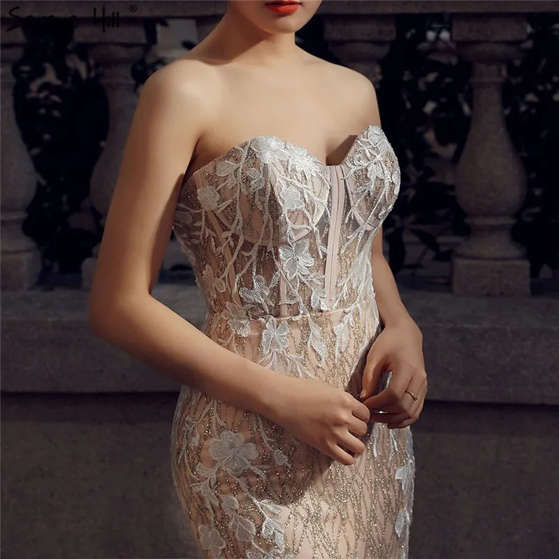 Новейшее Милое сексуальное винтажное свадебное платье Русалка элегантное модное роскошное блестящее свадебное платье настоящая фотография 66349