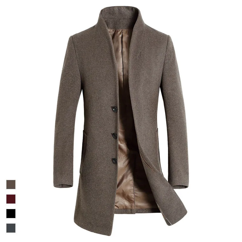 Мужское французское шерстяное пальто, деловой пуховик, Тренч, верхняя одежда, зимний бренд, Мужская зимняя длинная куртка, пальто на пуговицах