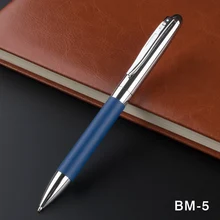 Роскошная гелевая ручка синяя кожаная ручка 0,5 мм перо Черные чернила заправка высокое качество рекламная ручка офисные канцелярские принадлежности металлическая шариковая ручка