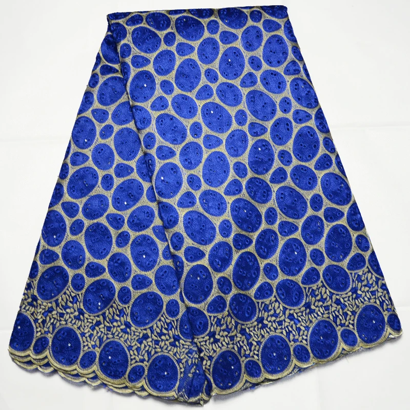 

(5yards/pc) high quality African organza lace fabric hottest selling for sewing big parrty dress royal blue and silver 4O01