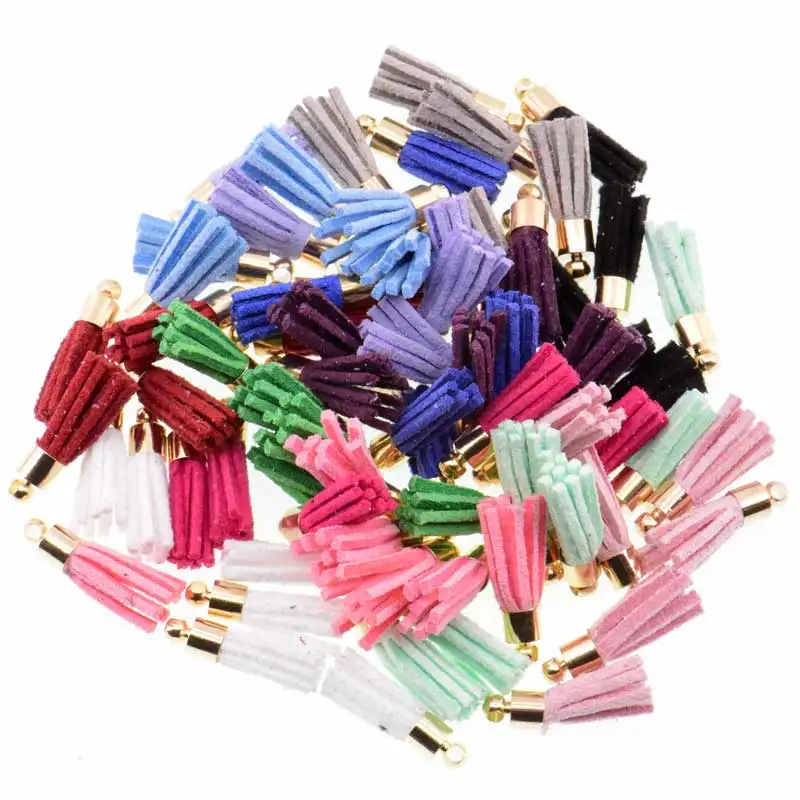 2018 (10pcs/lot) 18mm Length Gold South Korea velvet Tassel For Diy Keychain Cellphone Straps Purses Jewelry Charms Accessories