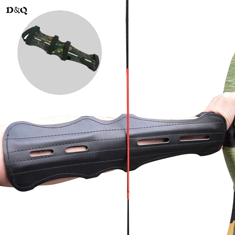 Archery PU Leather Arm Guard Adjustable Elastic 4-Straps Arm Protective Gear