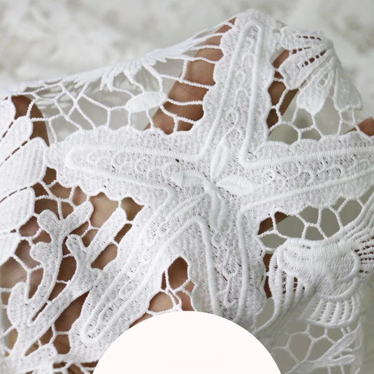 Белый молочный шелк ткань подводный мир Морская звезда Осьминог черепаха полые водорастворимые вышивка кружева ткани