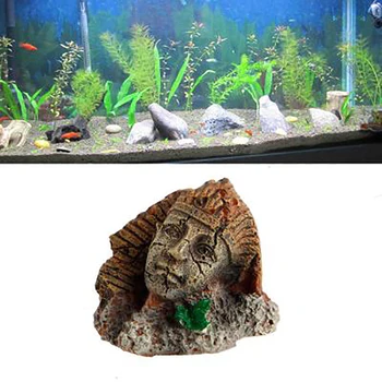

Fish Tank Decoration Artificial Resin Ancient Egyptian Pharaoh Pyramid Pillar Statue Roman Style Face Landscap Aquarium Decor