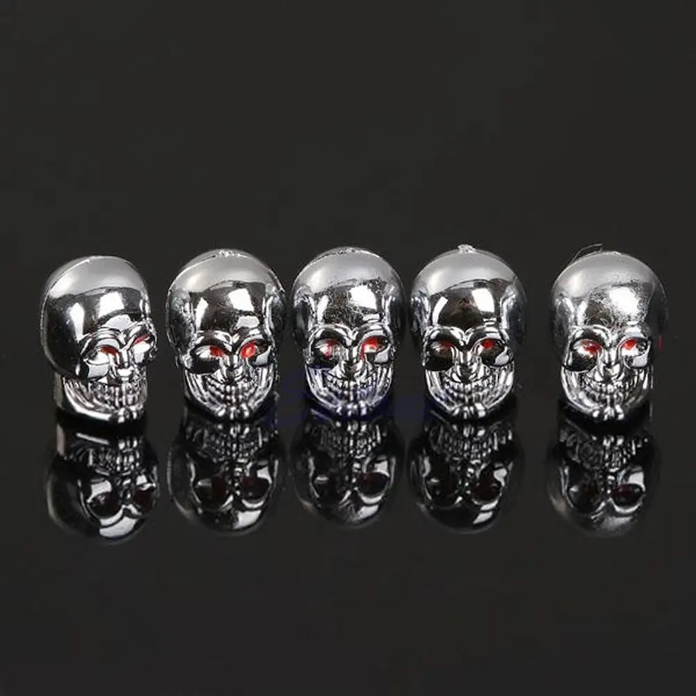 

New 5Pc Skull Tire Tyre Wheel Car Auto Valves Caps Dust Stem Cover Motocycle Bicycle