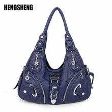HENGSHENG женские сумки из омытой кожи ретро сумки на плечо модные однотонные креативные повседневные сумки-мессенджеры