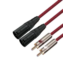 Audiophile аудио кабель двойной XLR для двойной RCA для усилителя звуковой коробки 2RCA для 2XLR 3 Pin Mic кабель из бескислородной меди Плетеный 1 м 2 м 3 м 5 м 8 м