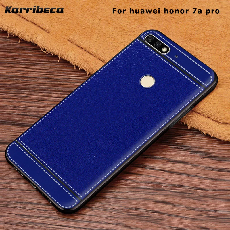 

Litchi pattern silicone case for huawei honor 7a pro lychee leather matte soft tpu cover AUM-AL29 coque etui kryt tok husa