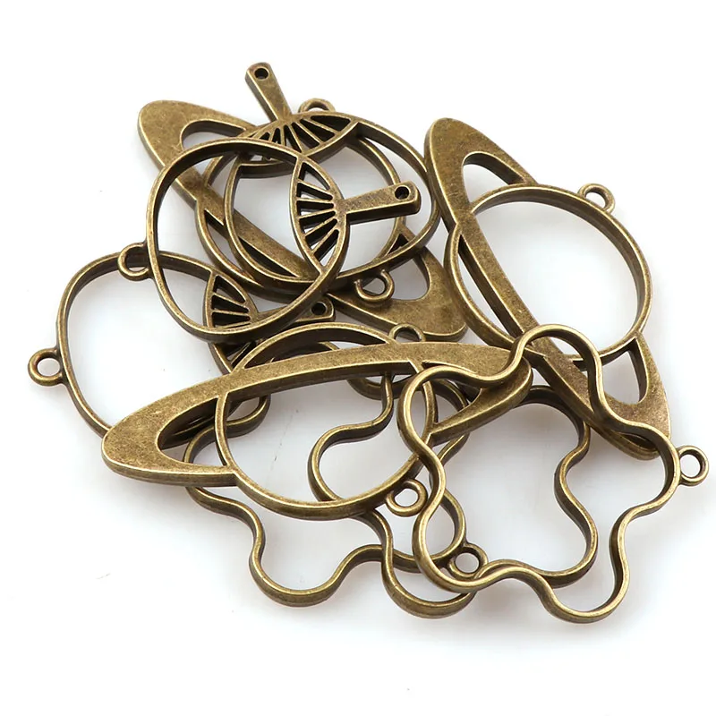 

Vintage Flower,Fan,Globe Antique Bronze Metal Hollow Frame Connector Charms Pendant DIY Jewelry Findings Accessories