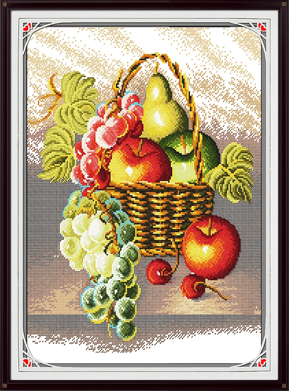 

wholesale Fruit basket(2) cotton cross stitch kits white 11ct print on canvas embroidery set sewing hand made crafts home decor