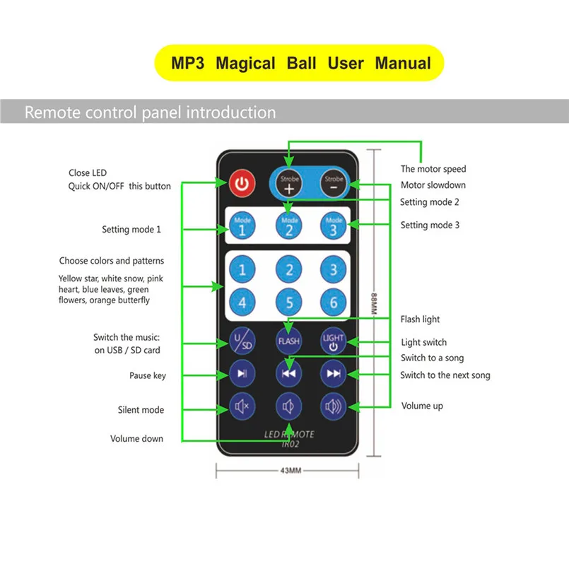 Led Garland Light Remote Control Crystal Magic Ball 10W 6 LED Stage Light Party Disco DJ Club KTV Luces De Navidad 35DC314