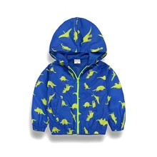 BINIDUCKLING/красивые весенне-осенние куртки для маленьких мальчиков и девочек; ветровка с рисунком динозавра для мальчиков; тканевая детская одежда; куртка