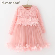 Humor Bear/платье для девочек; коллекция года; летнее Брендовое детское платье; кружевное стильное платье принцессы с длинными рукавами; одежда для детей; платье для маленьких девочек