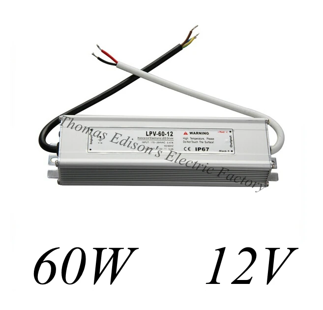 

DIANQI waterproof power supply 60w 12v power suply AC90-250V TO 12V DC 5A LED Waterproof Light Power adapter