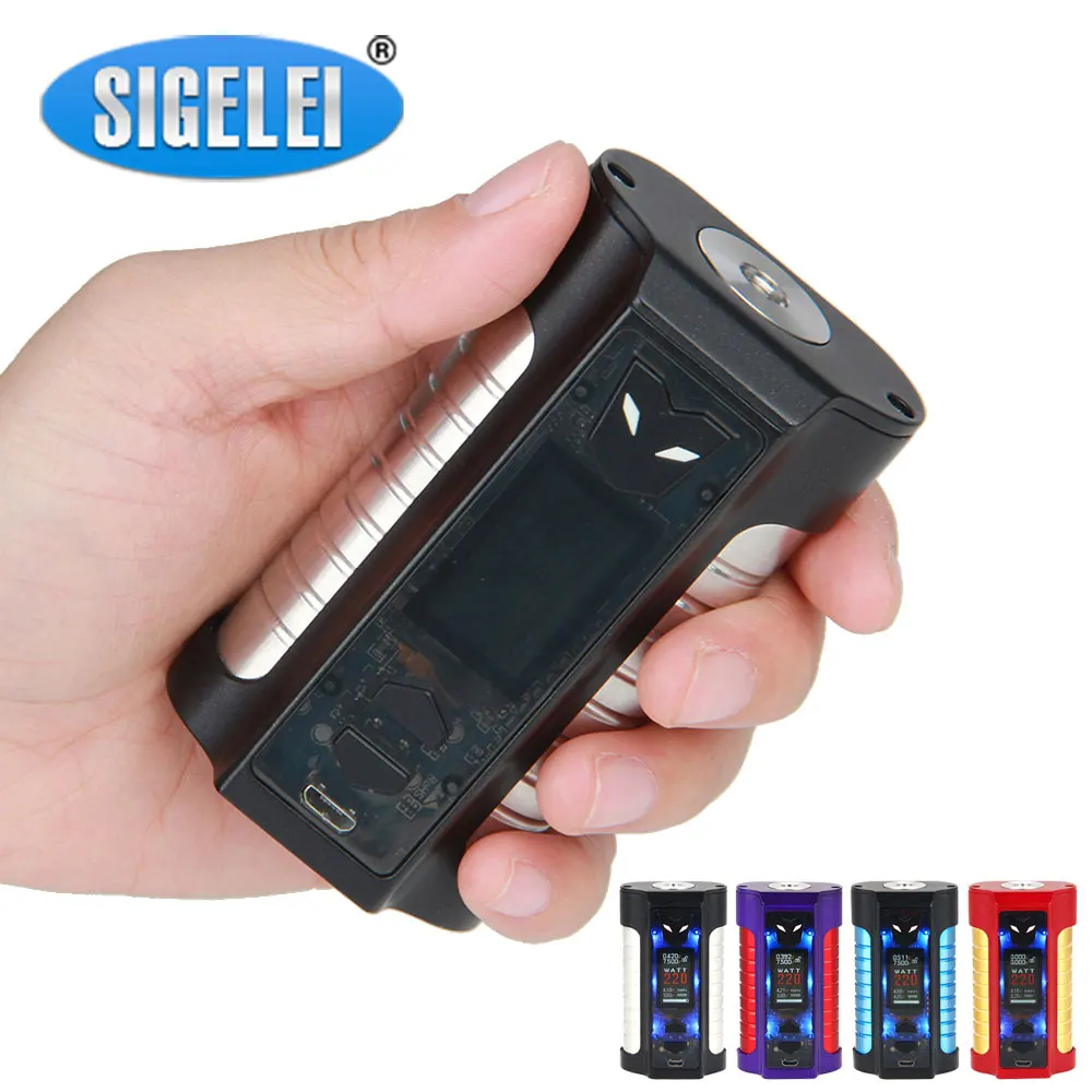 

New Original Sigelei MT 220W TC Box MOD with Colorful LED Light Max 220W Output Huge Power No 18650 Battery Box Mod Vs RX GEN3