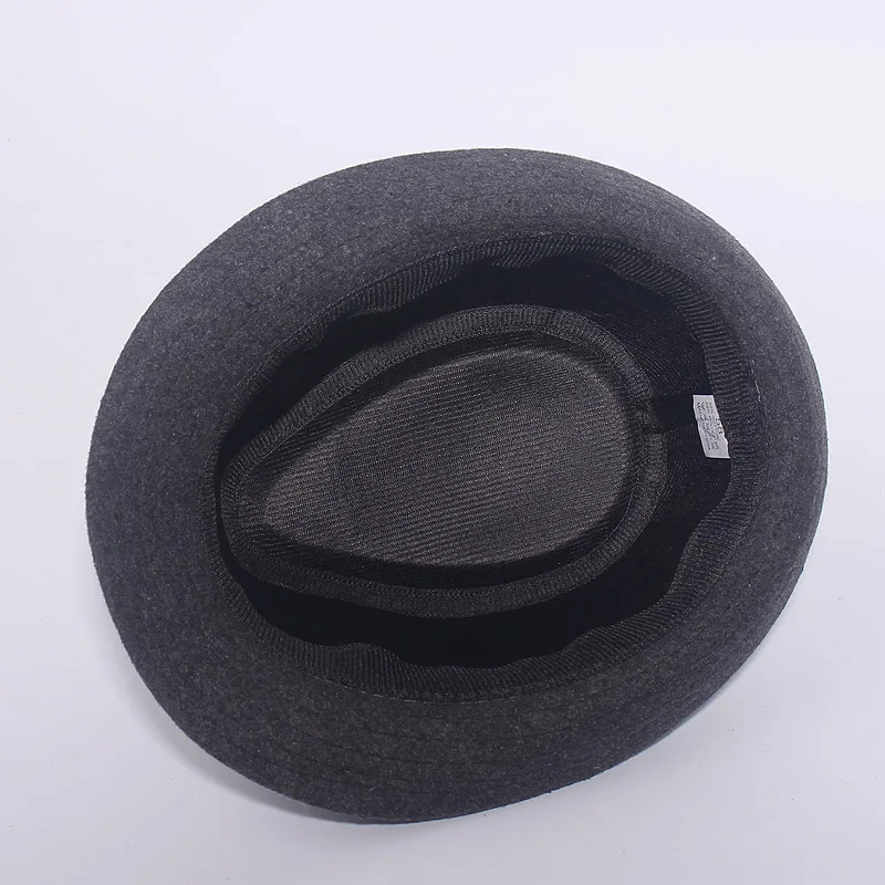 Gray Black Fedora Hat Classical Wide Brim Hat Men Solid Men's Dad Vintage Top Jazz Hat Autumn Winter Bowler Sombrero Felt Cap