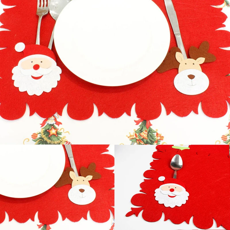 2018 New Christmas New Year Exquisite Table Placemat Pad Non-woven Fabric Table Mat 3 Styles