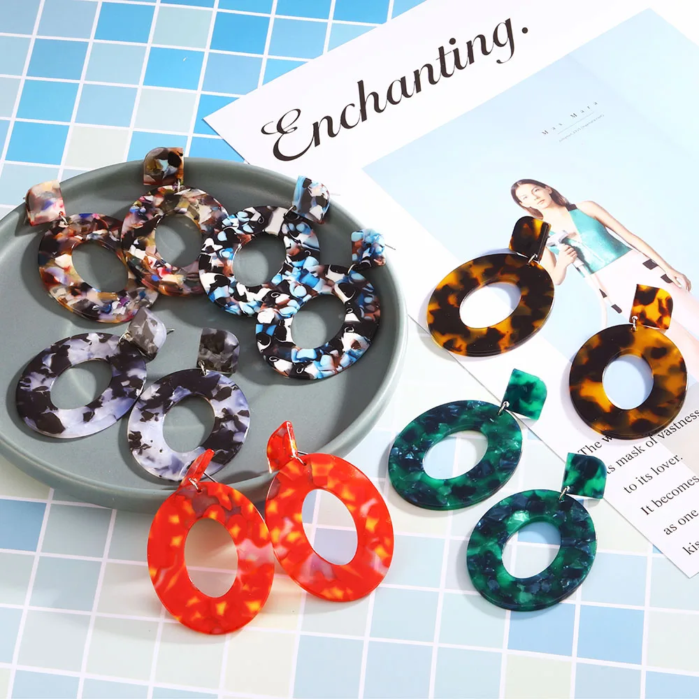 

Fashion Circle Acrylic Earrings Ms. Resin Statement Earrings Jewelry Brincos Christmas 2019 New