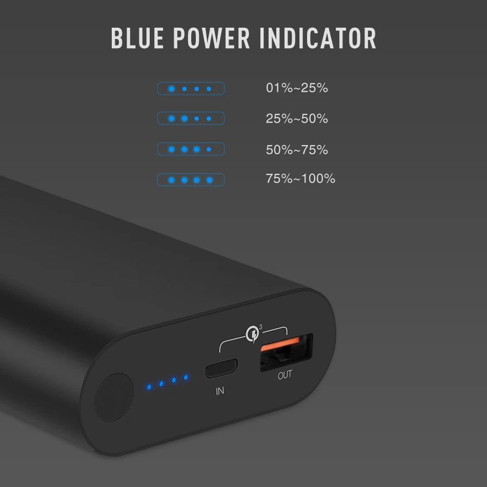 AUKEY 18 Вт двухстороннее Qiuck зарядное устройство 10050mA power Bank Quick Charge 3 0 bank внешний