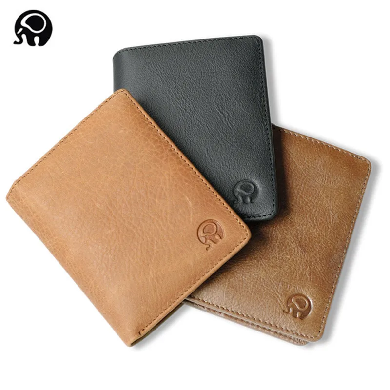 

Black Purse For Men Genuine Leather Men's Wallets Thin Male Wallet Card Holder Cowskin Soft Mini Purses