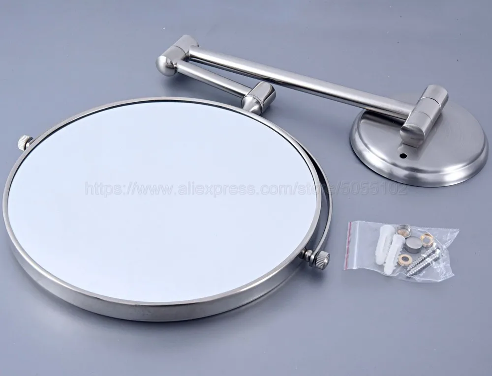 Double Side Bathroom Folding Brass Shave Makeup Mirror Brushed Nickel Wall Mounted Dual Arm Extend Bath zba636 | Обустройство дома
