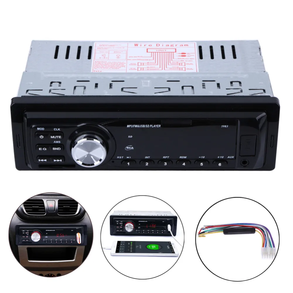 

1 Din Car Auto Radio Audio Stereo MP3 Player In-Dash 5983 Support FM SD AUX USB 4-Channel For Vehicle FM Stereo Radio MP3 Player