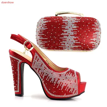 

doershow Red Hot Artist Italian Fashion Ladies Matching Shoes And Bag Set African High Heel Shoes And Bag SetsYJJC1-10