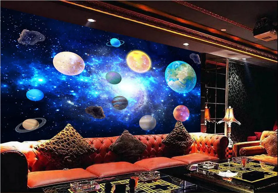 Cosmic Planets Outer Space Interstellar Starry Galaxy Bar KTV Theme Restaurant Background Photo Wall Paper 3D Mural Wallpaper