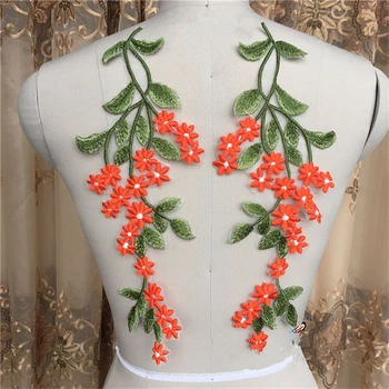 

3pair 34x13cm Sew On Flower Embroidery Patch Embroidered Applique Patches For Clothing Clothes Parches Bordados Ropa AC0788