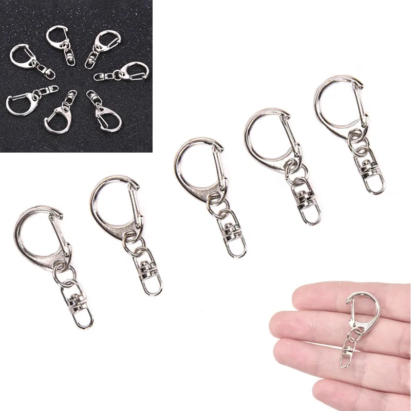 

10pcs/lot DIY Silver Metal Swivel Lobster Clasp Clips C Shape Classic Key Chain Ring Key Hooks Keychain Split Ring Bag Jewelry