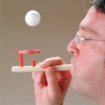 

Classic Kids Blow Ball Game Toys Wood Magic Foam Ball Floating Blowing Pipe Children Fun Wooden