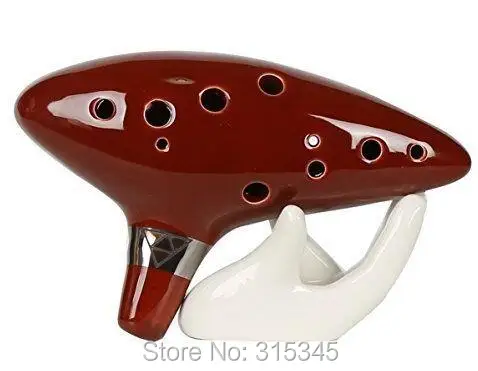

100 PCS Ocarina Ceramic Legend of Zelda Flute Red With Base Included 12 Holes New