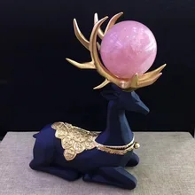 Продукт натуральный розовый кварц хрустальный шар Лось Точка Исцеление Рейки энергии мяч Рождество дома винный шкаф украшения подарок