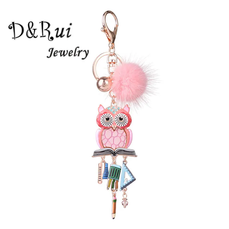 

Pink Owl Keychain Cute Bird Key Ring Chains for Bag Girls Car Keys Accessories Women Metal Alloy Animal Keychains Jewelry Gifts