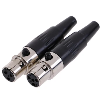 

1Pcs Mini XLR 3 4 Pin Female Plug Small XLR Audio Microphone Connector For MIC Soldering Straight