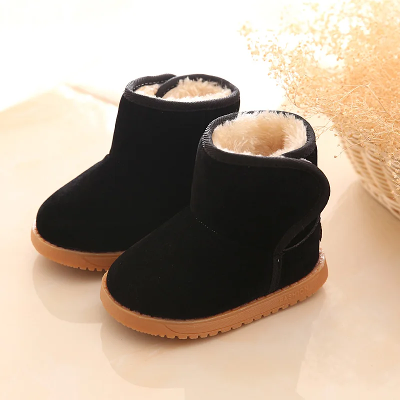 Зима противоскольжения коровья кожа подошва детские зимние сапоги обувь с плюшевой подкладкой туфли из хлопка детские зимние сапоги для мальчиков и девочек зимние сапоги Новинка - Цвет: A888 Black