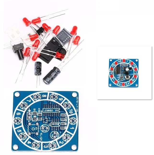 Круглый электронный Поворотный Комплект Lucky CD4017 NE555 самостоятельная сборка
