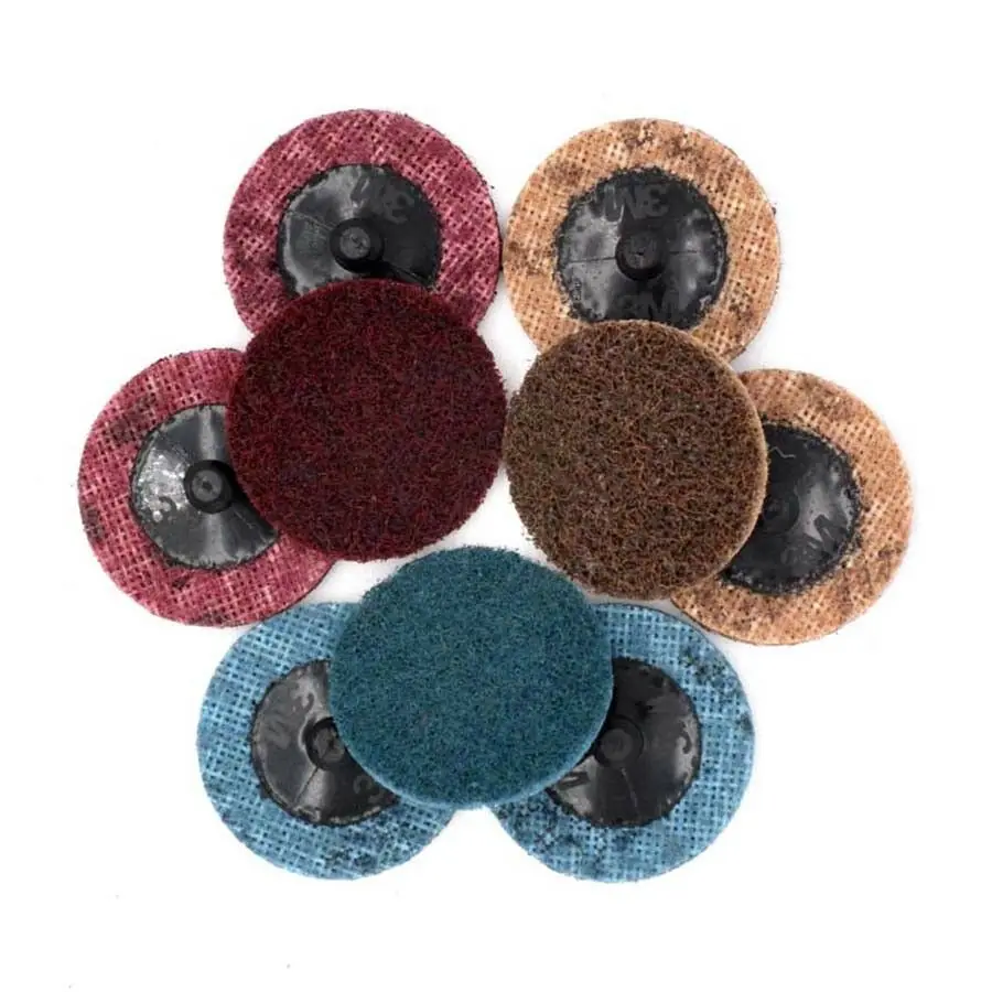 

2 Inch Nylon Roll Lock Surface Polishing Quick Change Disc Roloc Sanding Pad Coarse-Extra Fine Grit And Roloc Holder Pad For 3M