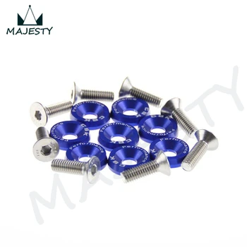 

8PCS M6 WIDE HEX SCREW BOLT BUMPER FENDER WASHER ANODIZED ALUMINUM blue