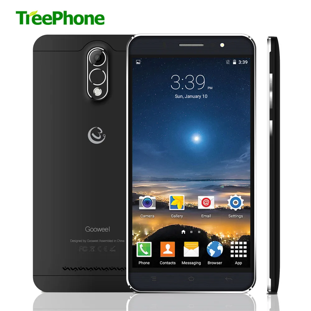 Black Gooweel M3 MT6580 Quad core 3G cell phone 6.0 inch