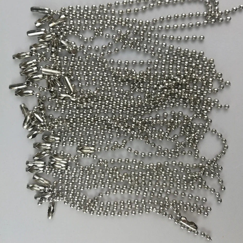 

100PC Clasp Ball Chains Keychain Tag 2.4mm 10cm DIY Craft Silver Tone Connector Plated Clasp Steel Ball Beads Tag Keychain Chain