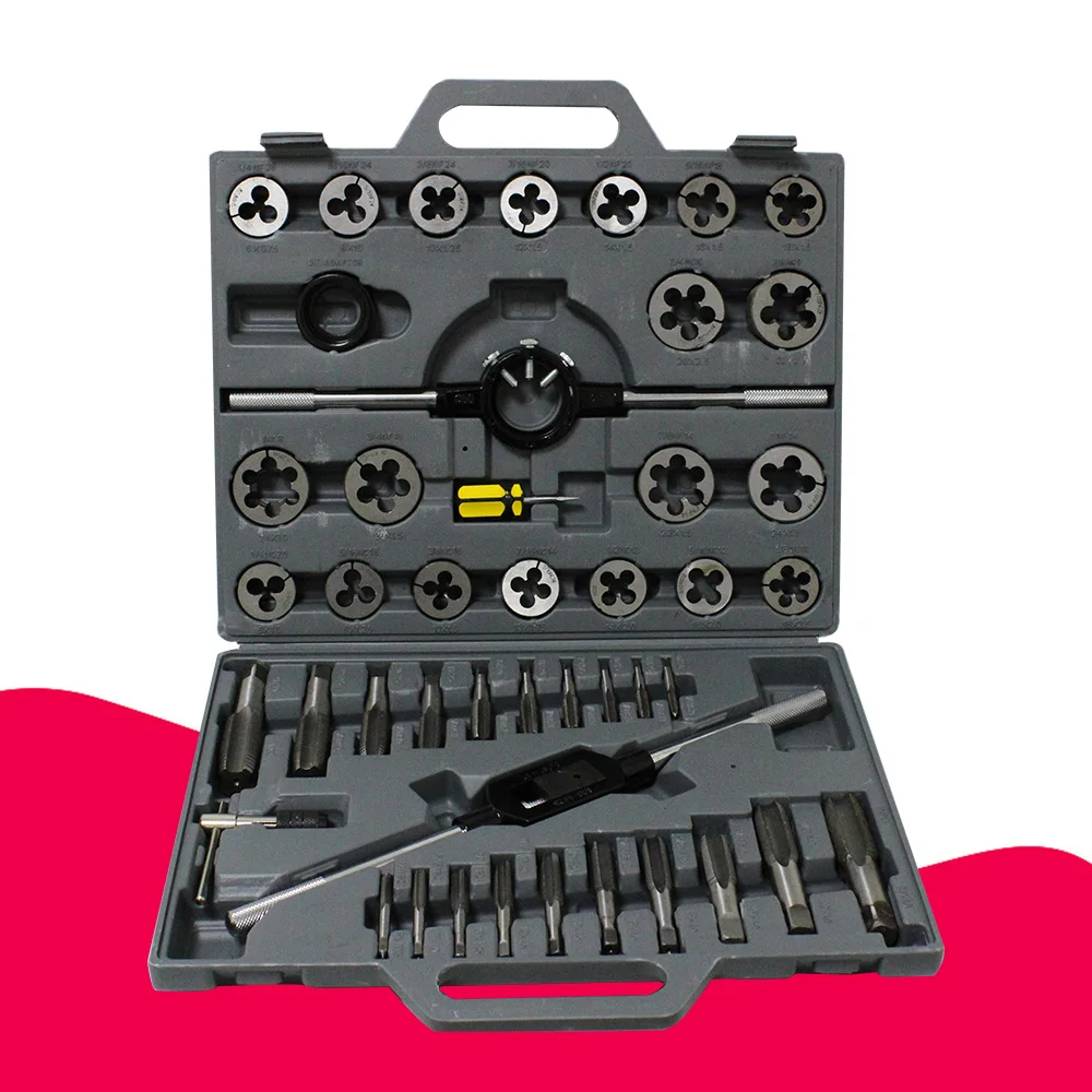 

Taps and Die Set Sets 45 pc/set 1/4"-1" Tap and Die Set Inch Hand Screw Taps Alloy Steel Thread Cutting Tool With Case 1p