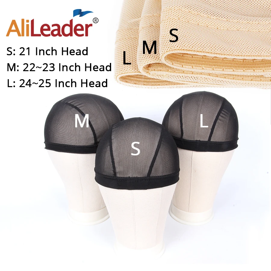 

AliLeader 1pc Large/Small Cheap Human Hair Hairnets Invisible Bald Cap Wig Beige Black Spandex Dome Mesh Style Wig Cap Wholesale