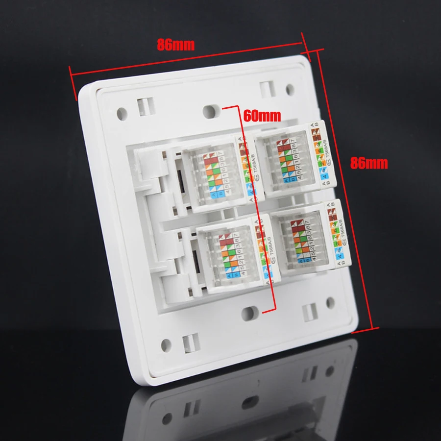 Xintylink rj45 Разъем модульный 4 порта cat5e cat6 Keystone Белый ПК настенная Лицевая панель без инструментов настенная розетка 86 мм