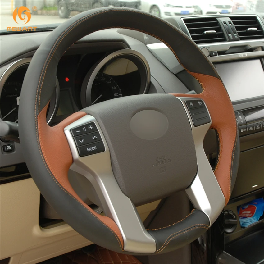Черно коричневая кожа Чехол рулевого колеса автомобиля для Toyota Land Cruiser Prado 4runner 2010
