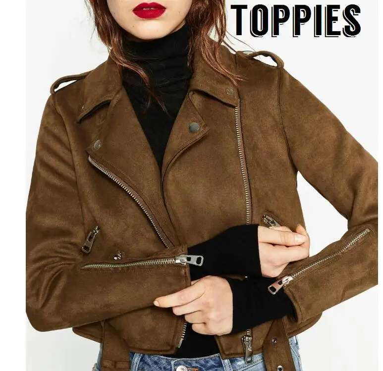 Brown leather vintage jackets for women 2017 fashion