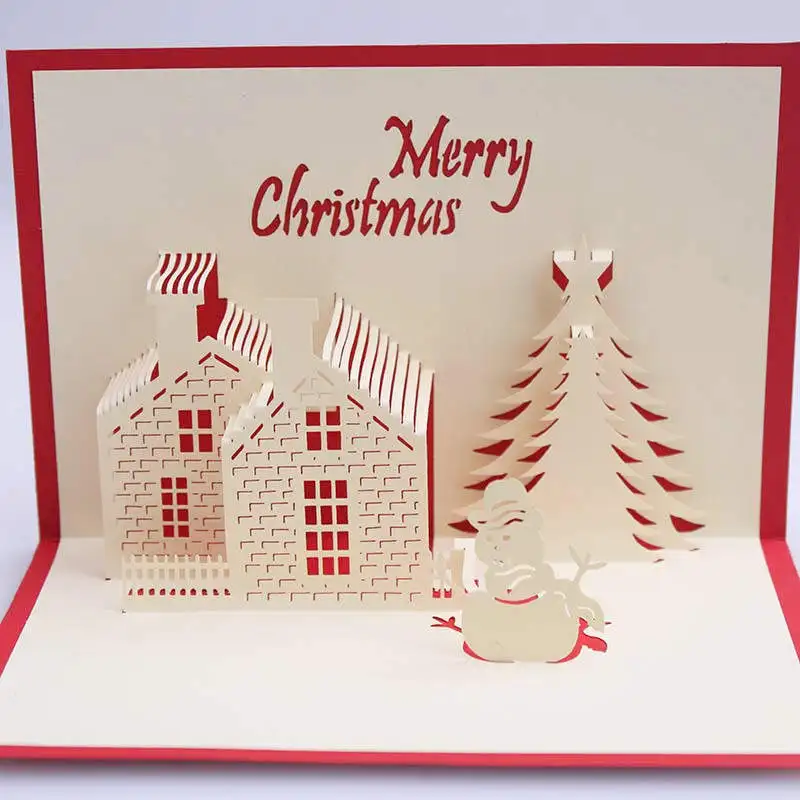 DoreenBeads 3D Рождественская открытка рождественский дом милый подарок для семейных детей влюбленных рождественские праздничные поздравительные открытки 1 шт