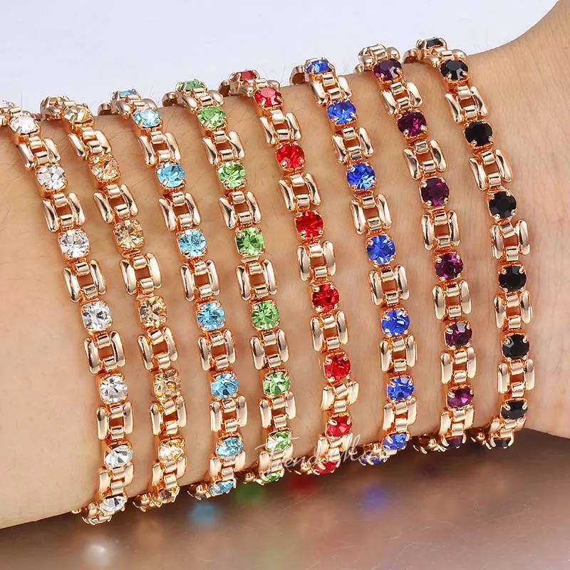 

Womens Bracelet Square Bismark CZ Stone 585 Rose Gold Bracelets For Women Jewelry Accessories Gifts Dropshipping 5.5mm HGBM101