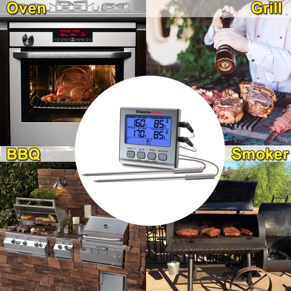 ThermoPro TP17 цифровой кухонный термометр для мяса с таймером из нержавеющей стали зонд для духовки