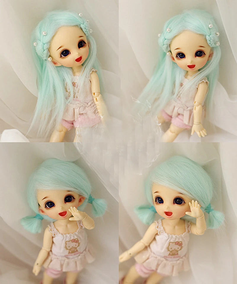 

[wamami] Aqua Blue Wool Hair Wig For Ae Pukifee Lati 1/8 BJD Dollfie 14cm